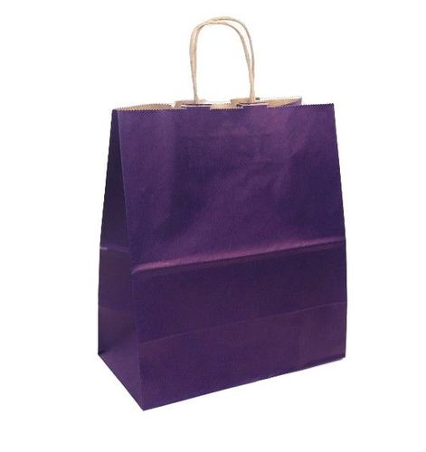 Пакет крафт 250 x 220 x 120  крученые ручки Dark Violet Темно-фиолетовый 80г/м2