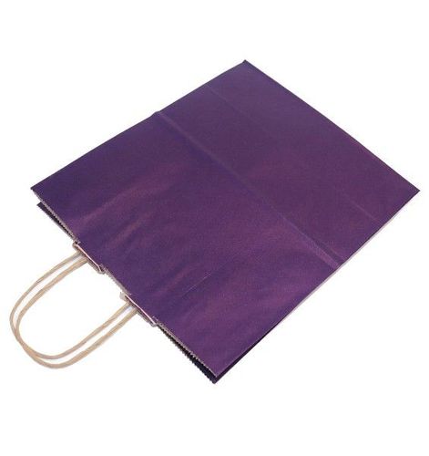 Пакет крафт 250 x 220 x 120  крученые ручки Dark Violet Темно-фиолетовый 80г/м2
