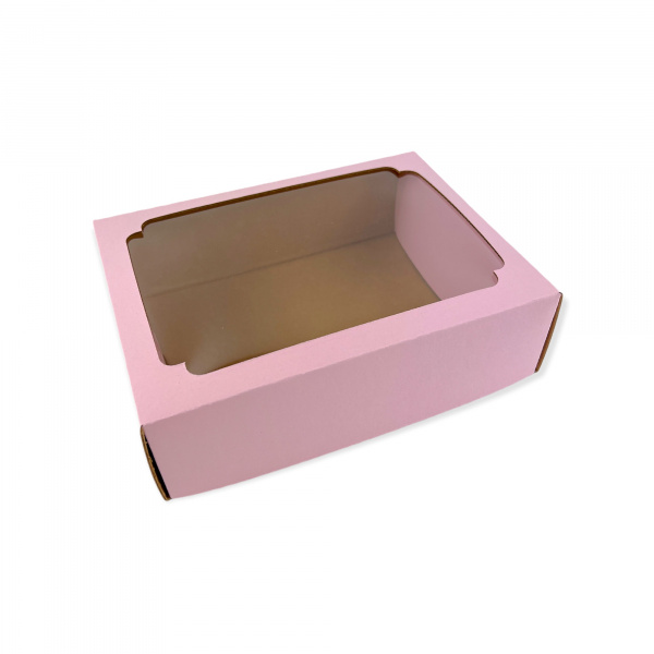 Коробка с окном 190 х 155 х 60 мм H3.2 розовая, по 5 шт