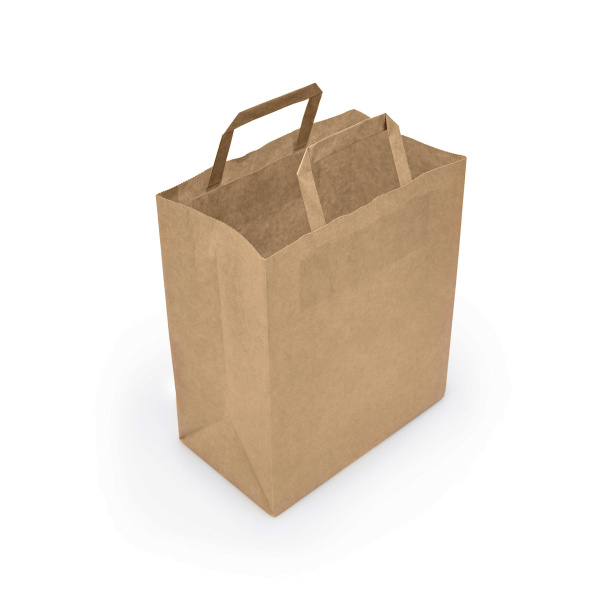 Крафт пакет с плоскими ручками 320 x 320 x 180 мм  коричневый