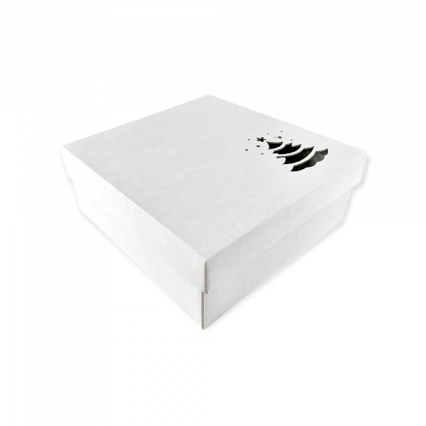 Коробка 250 х 250 х 100 мм K8.3.0  вырубка "Елка" БЕЛАЯ