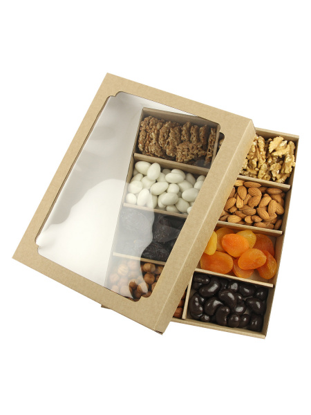 Коробка с окном с прямыми разделителями 260 х 215 х 40 мм H5.1 крафт, по 5 шт