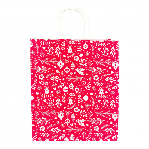 Пакет бумажный "Новый год" 250х220х120 крученые ручки 100 г/м2