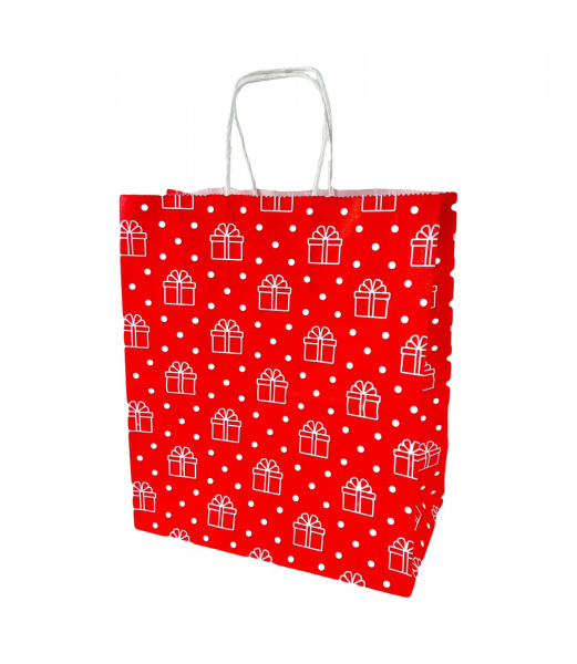 Пакет бумажный "Сюрприз" 250х220х120 крученые ручки 100 г/м2