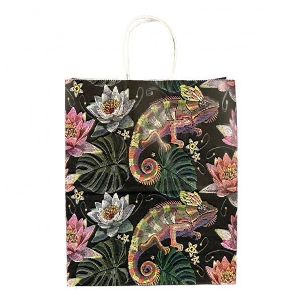 Пакет бумажный "Хамелеон" 250х220х120 крученые ручки 100 г/м2