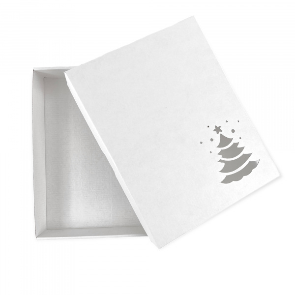 Коробка 260 х 215 х 40 мм K5.3.0 вырубка "Елка" белая