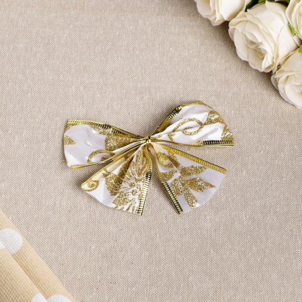 Бант праздничный "Очарование", золотой, 11 х 9 см