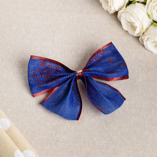 Бант праздничный "Снегопад", сине-красный, 14 х 10 см