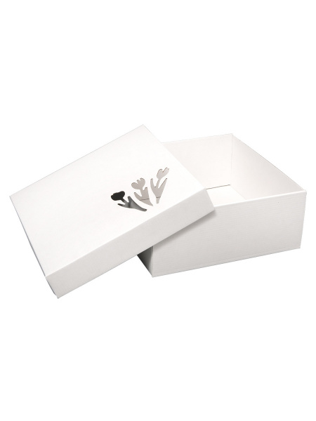 Коробка 250 х 250 х 100 мм K8.3.0 вырубка "Тюльпаны" белая