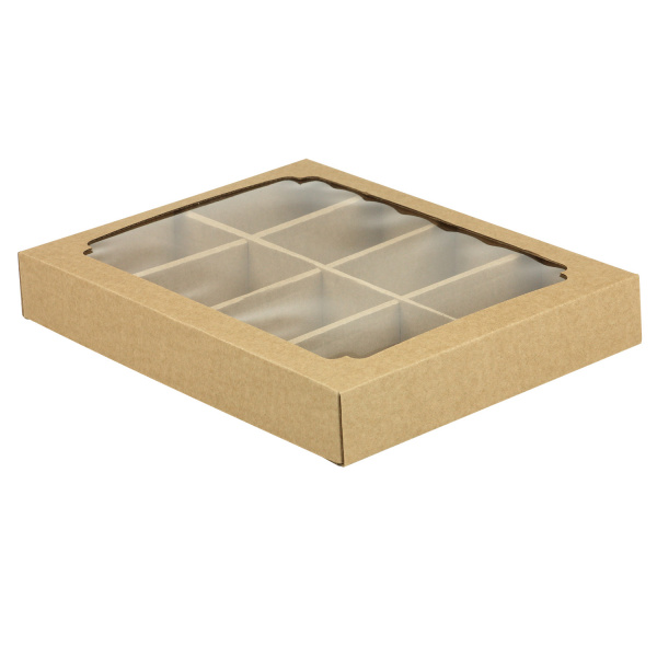 Коробка с окном с прямыми разделителями 260 х 215 х 40 мм H5.1 крафт, по 5 шт