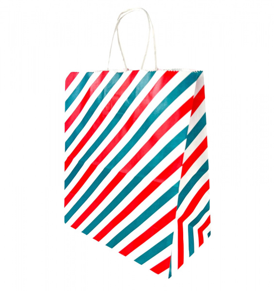 Пакет бумажный "Широкая полоса" 250х220х120 крученые ручки 100 г/м2