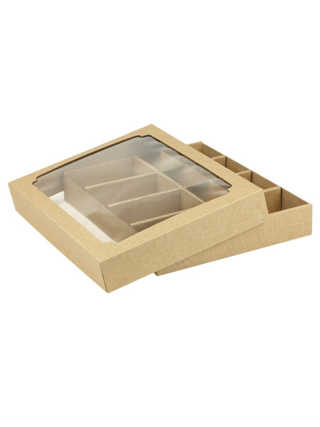 Коробка с окном с прямыми разделителями 260 х 215 х 40 мм H5.1 крафт, по 5 шт