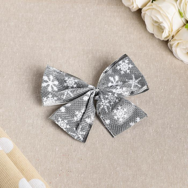 Бант праздничный "Мерцание", серебристый, 11 х 9 см