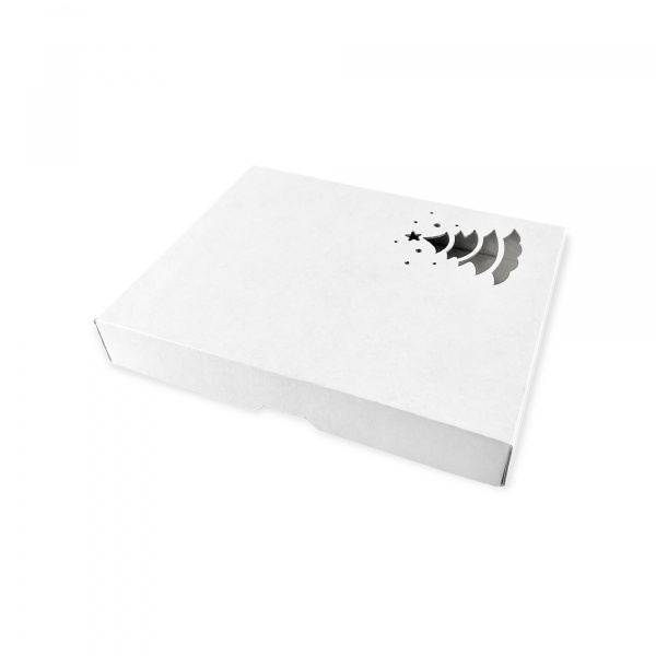 Коробка 260 х 215 х 40 мм K5.3.0 вырубка "Елка" белая