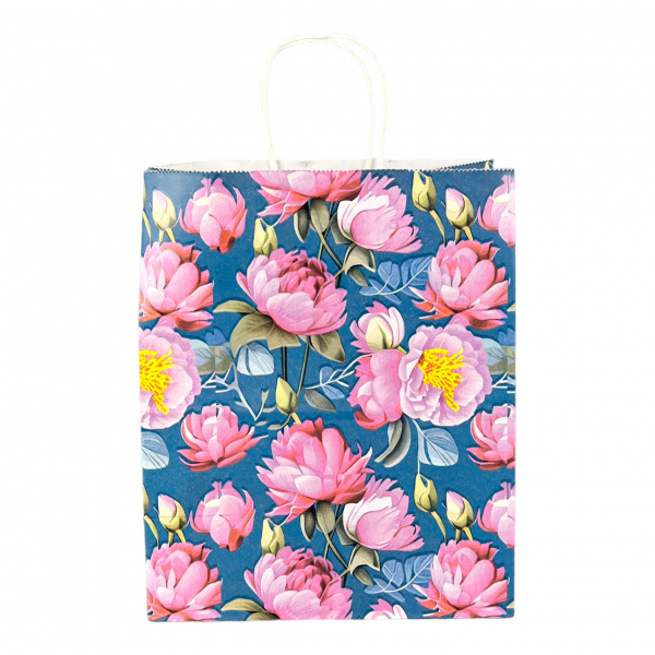 Пакет бумажный "Пион" 250х220х120 крученые ручки 100 г/м2