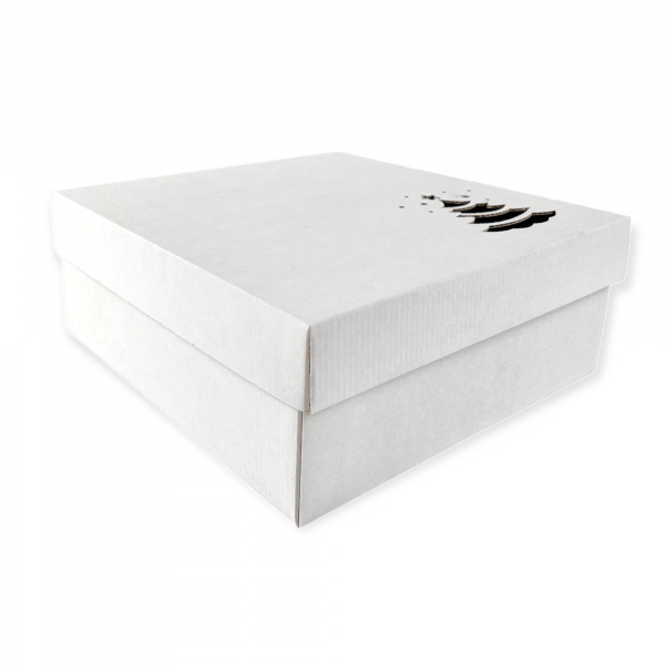 Коробка 250 х 250 х 100 мм K8.3.0  вырубка "Елка" БЕЛАЯ