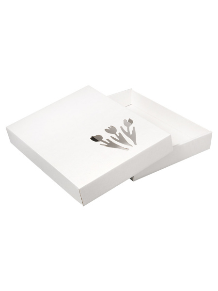 Коробка 260 х 215 х 40 мм K5.3.0 вырубка "Тюльпаны" белая