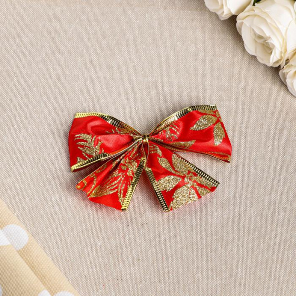 Бант праздничный "Очарование", красно-золотой, 11 х 9 см